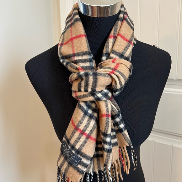 π«SOLDπ« Authentic Burberry Scarf 60% Cashmere 52βx11.5β - Picture 1 of 5